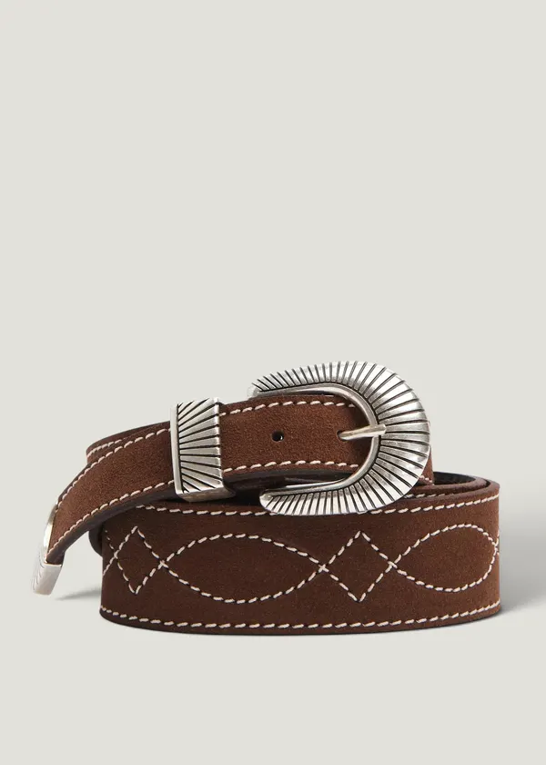 Ceinture en cuir à tannage végétal | marron "Western ranch suede belt - toffee-brown", Nudie Jeans