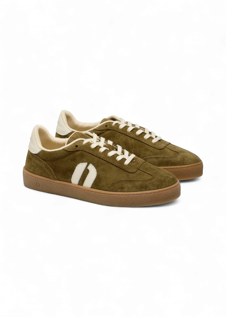 Baskets en cuir certifié | kaki écru "baskets basses pablo - kaki écru" - Odaje ex M.Moustache