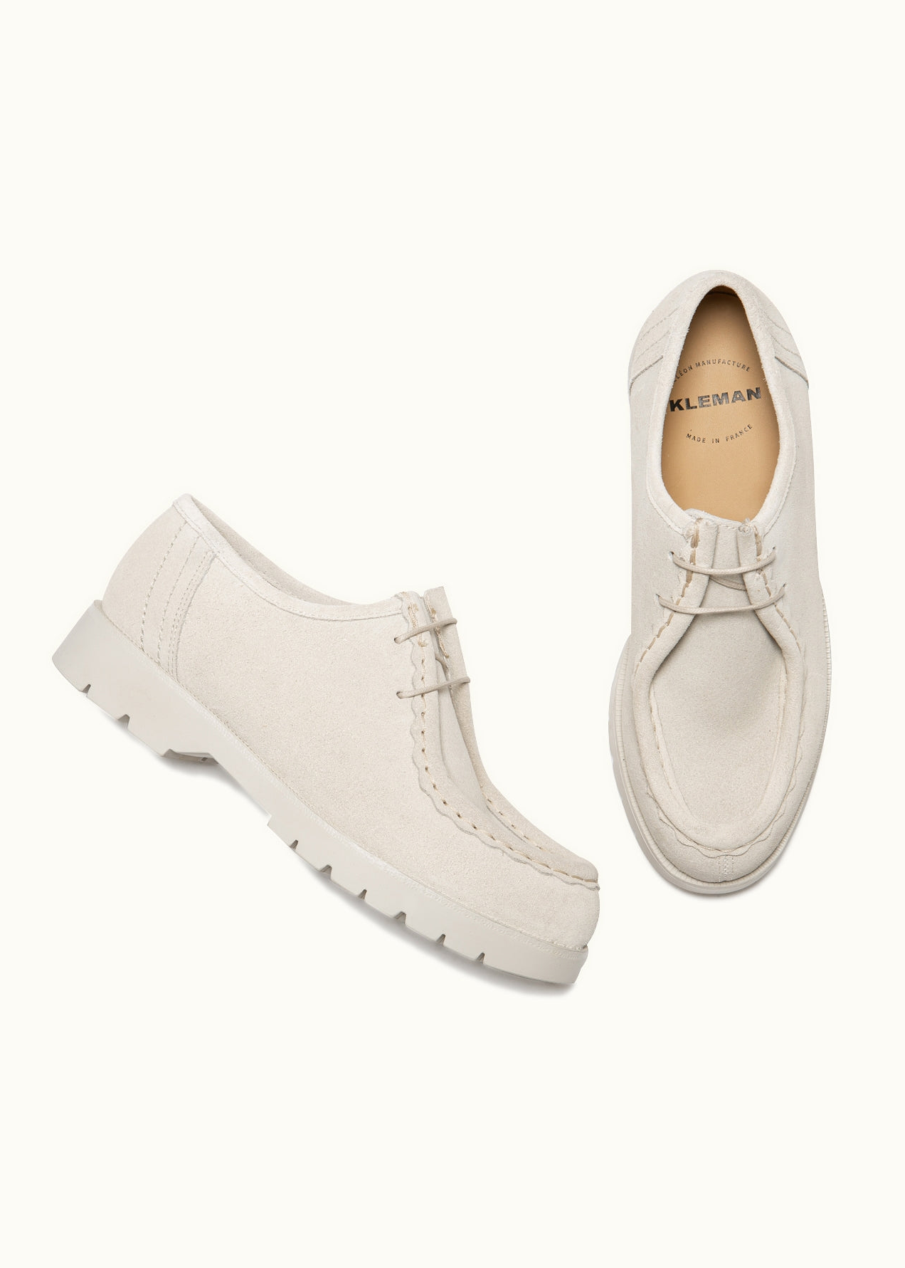 Derbies made in france en cuir certifié | écru "padror frost", Kleman, photo 4