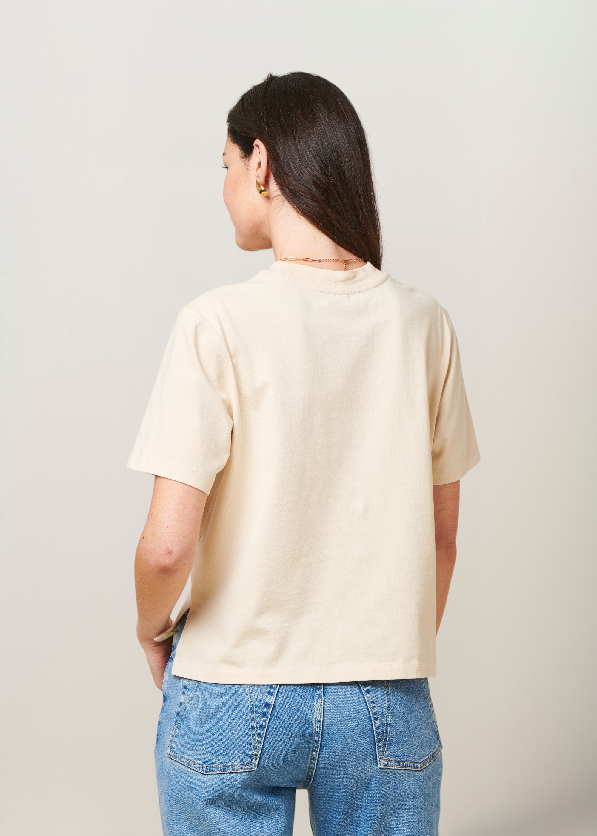 T-shirt boxy en coton bio | écru, WeDressFair, photo 4