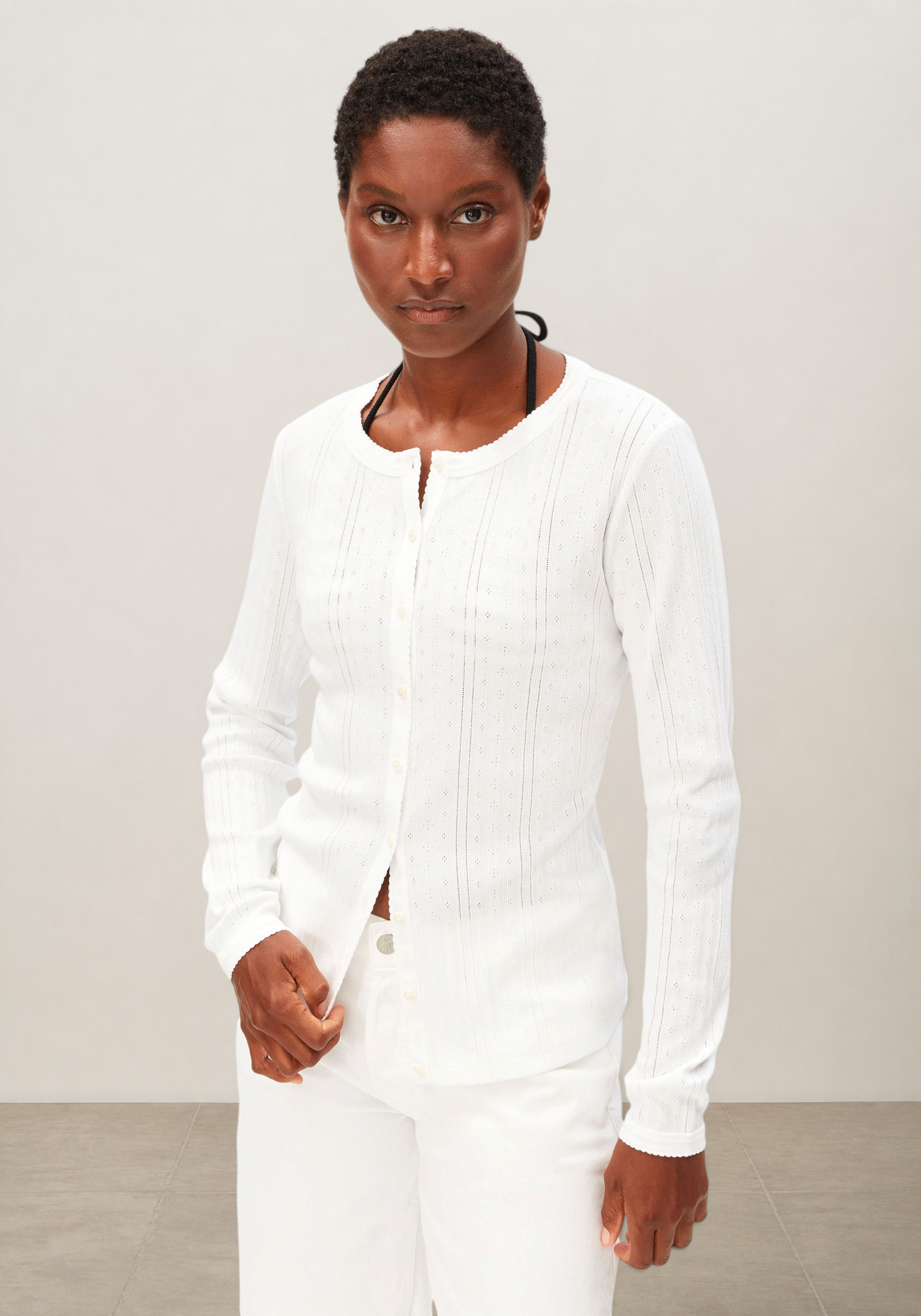 Leichter Pointelle-Cardigan aus Bio-Baumwolle | Weiß "Pointelle cardigan - white", Armedangels, Foto 1