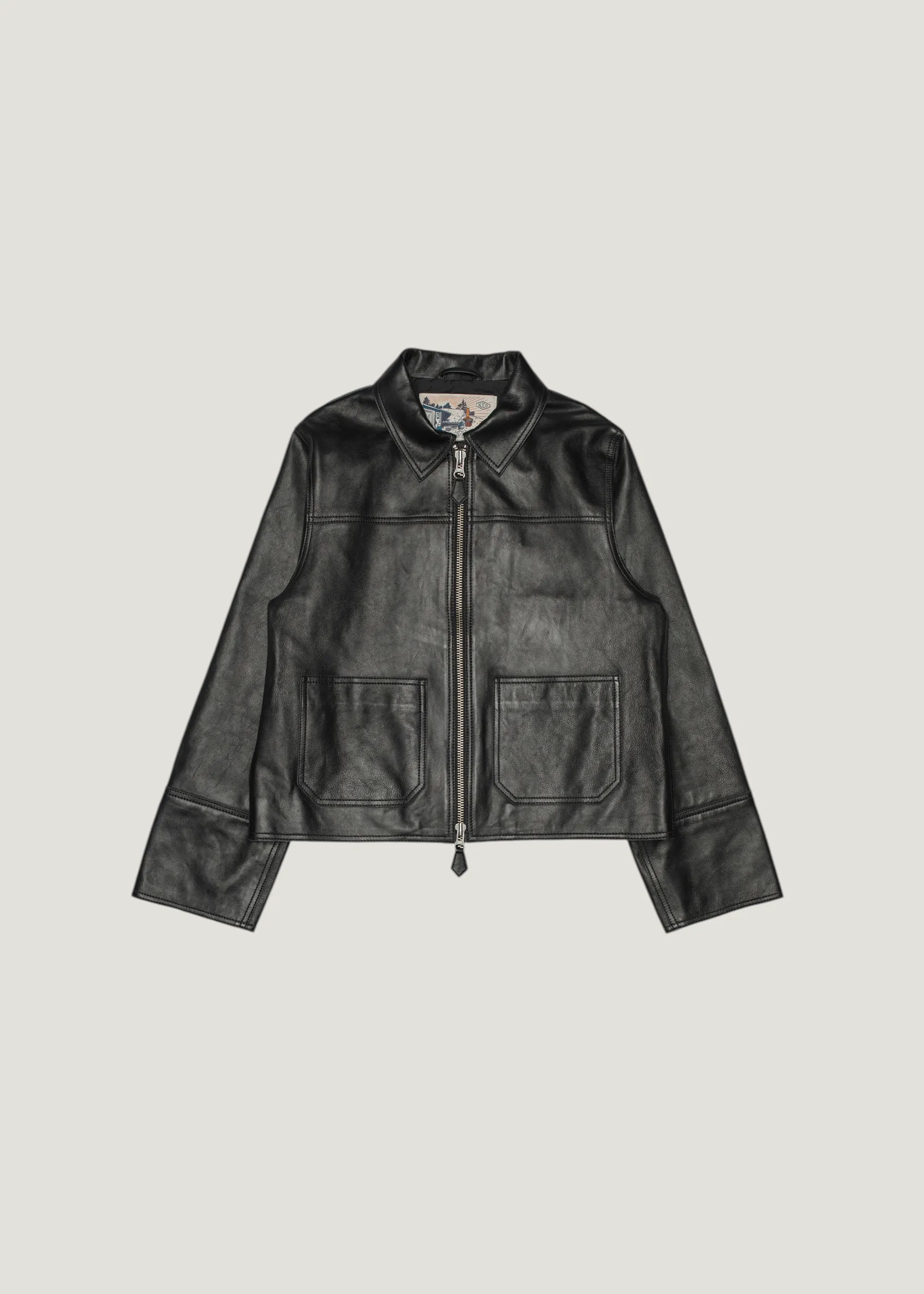 Veste en cuir tannage semi végétal | noir "anja zip jacket leather - black", Nudie Jeans, photo 1