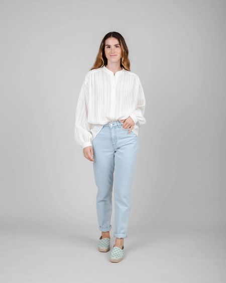 Chemise oversize blanche en coton bio - polka dot boho blouse white - white, Brava Fabrics, photo 5