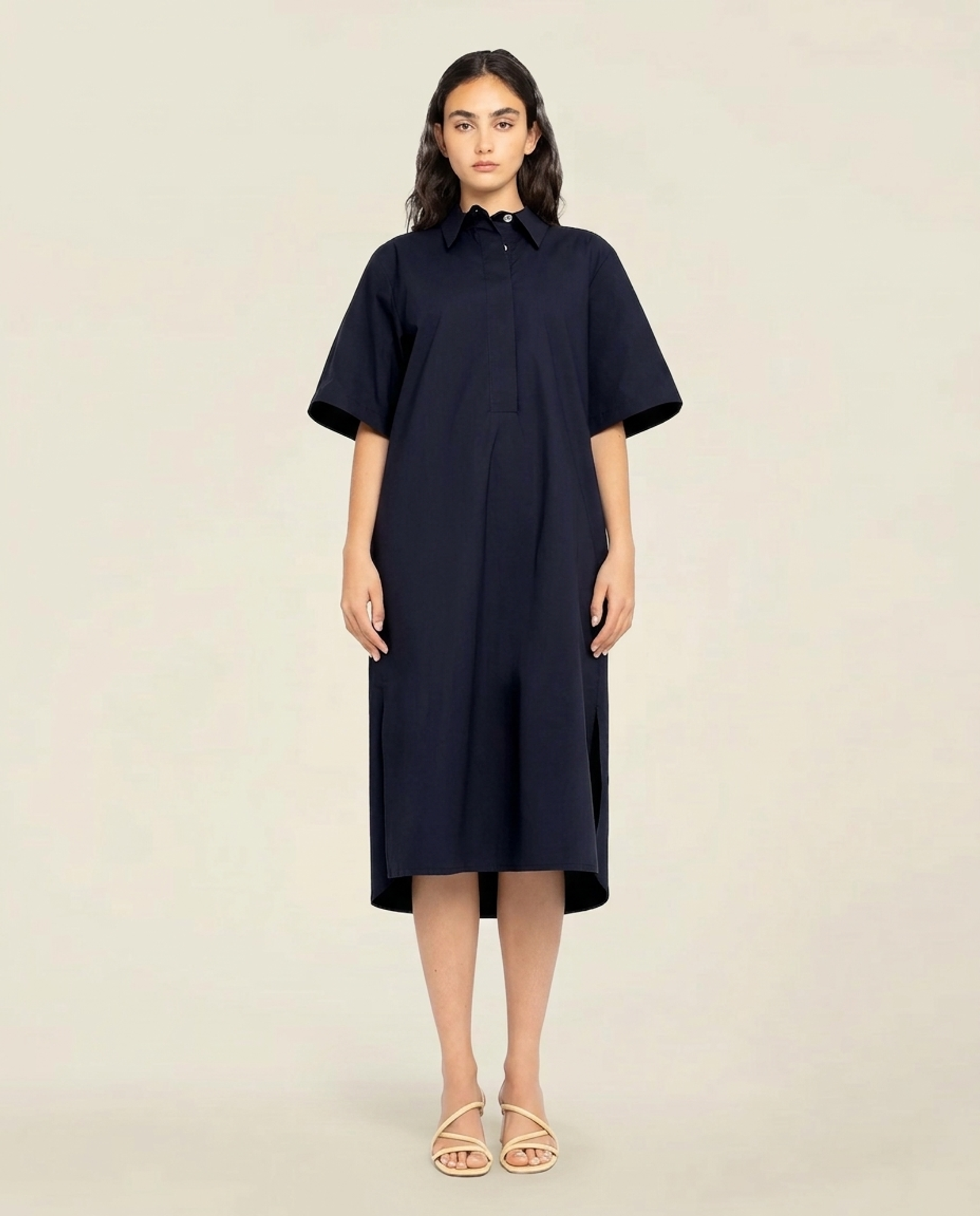 Langes Kleid aus Bio-Baumwolle | Marineblau "medes - navy", Loreak Mendian, Foto 1