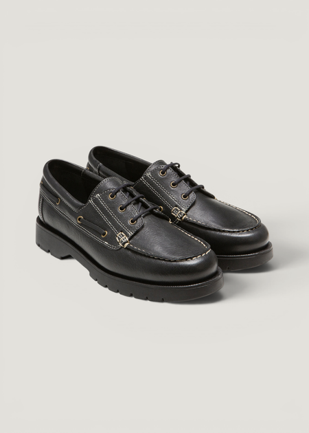 Chaussures bateau en cuir certifié | noir "embruns oak noir" - Kleman