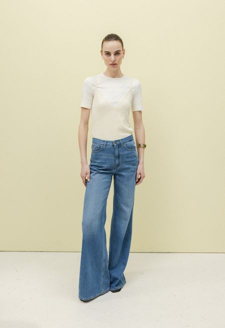Jean ample léger en coton bio et viscose recyclée | bleu "sara high loose flow" - Mud Jeans