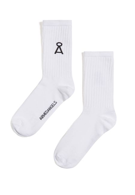Chaussettes blanches en coton bio et polyamide recyclé - saamu white