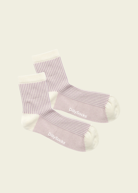 Chaussettes en coton bio | rayé lavande à paillettes "classic lavender stripes" - Dilly socks