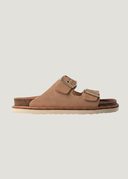 Sandales en cuir suède certifié | beige "hawaii velour almond" - Genuins