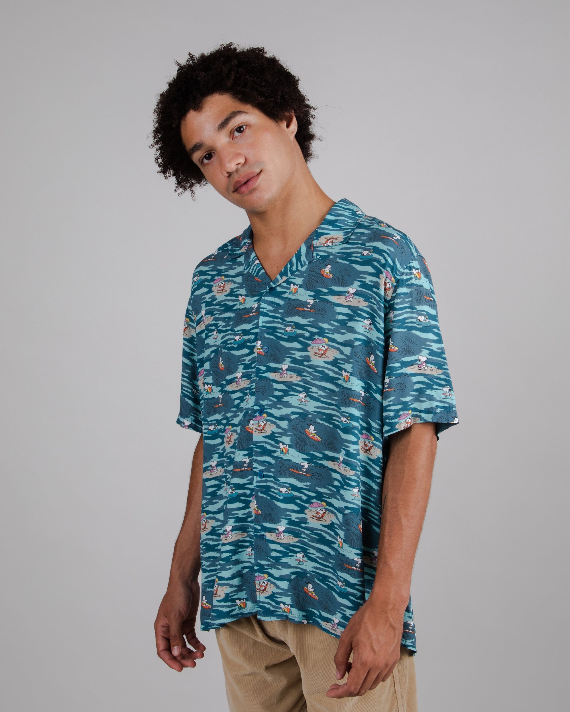 Chemisette en ecovero | multicolore "peanuts coast aloha shirt ocean blue", Brava Fabrics, photo 1