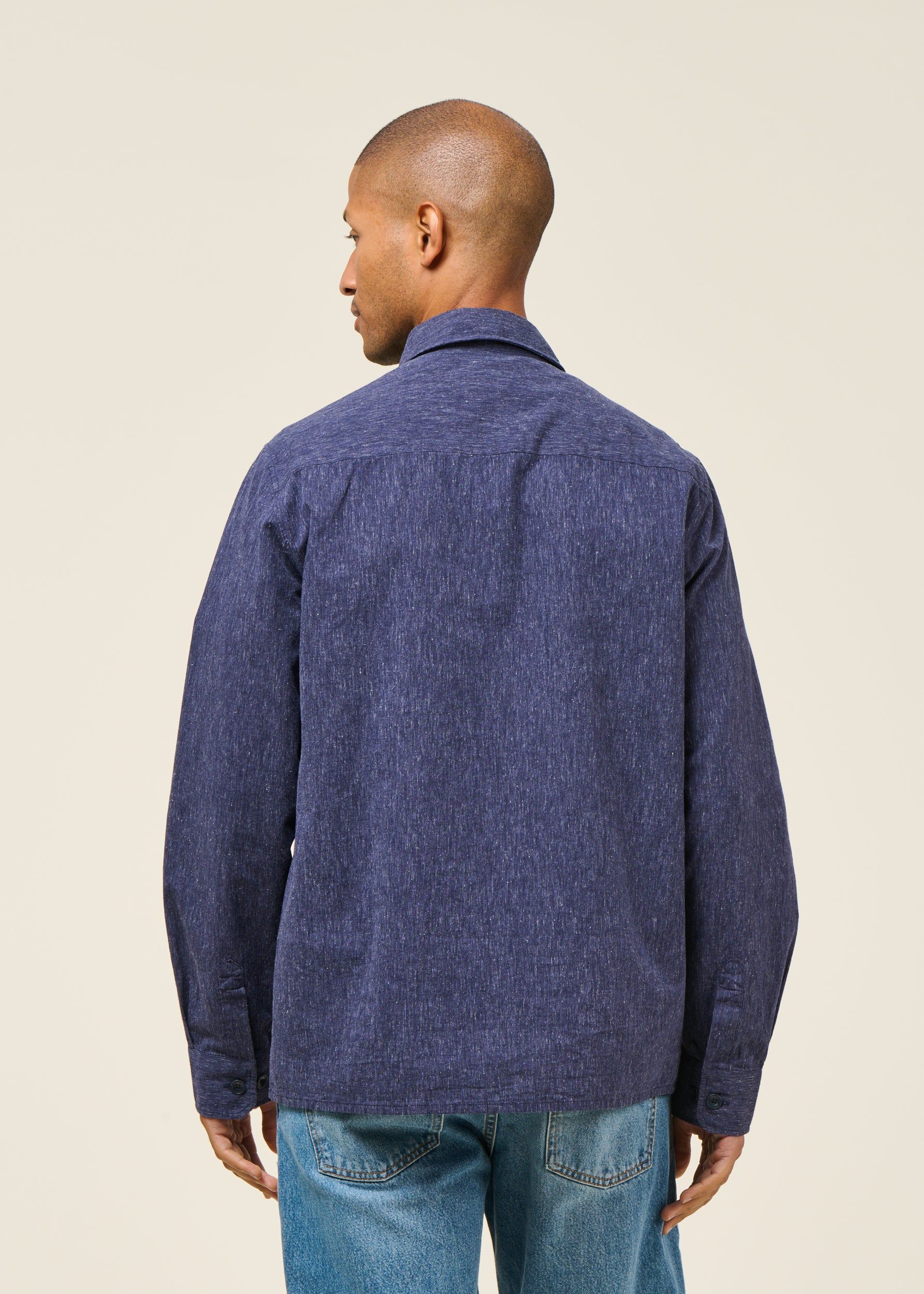 Chemise en coton bio | bleu "casual shirt - speckled navy", Rotholz, photo 3