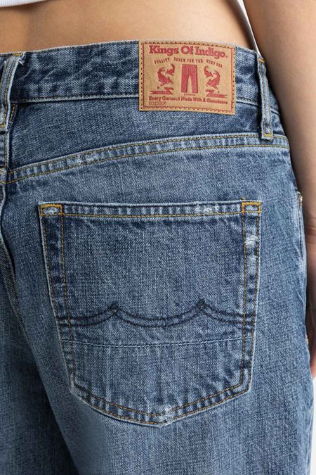 Jean large taille basse en coton bio | bleu "joan ceky blue worn", Kings of Indigo, photo 3