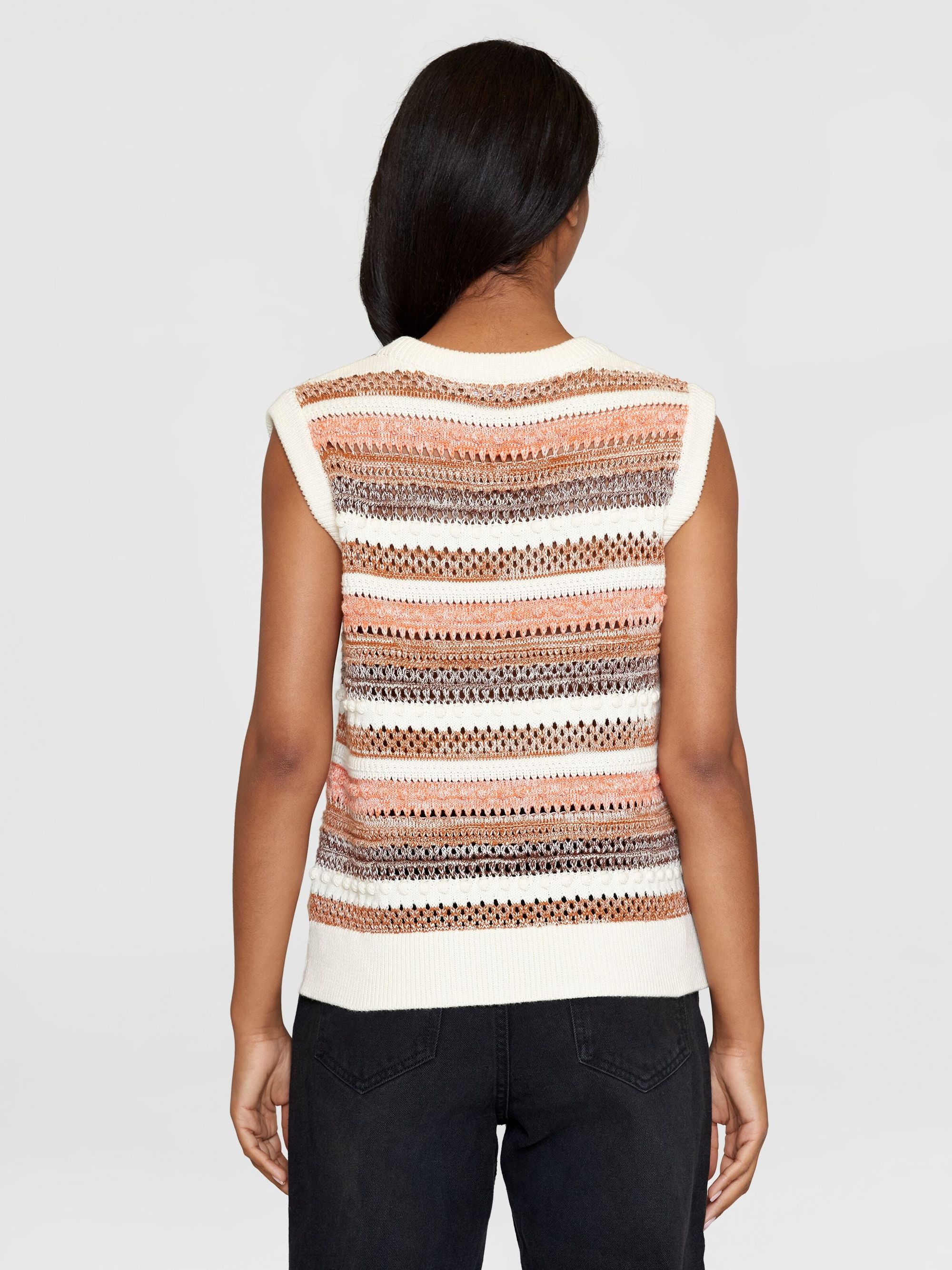 Pull sans manches en coton bio | rayé multicolore "crew neck vest multi color stripe", Knowledge Cotton Apparel, photo 4