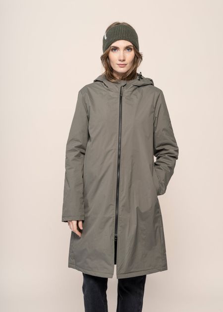 Parka longue en nylon recyclé | gris "okibax - laurel"