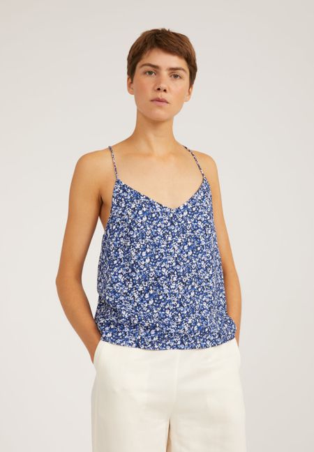 Top bleu à motifs en lenzing - saade midsummer night