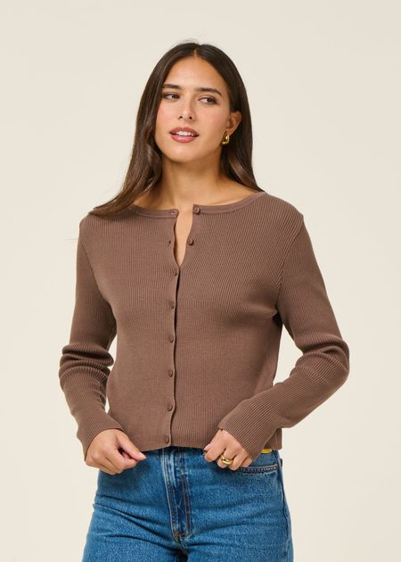 Gilet en coton bio | marron "glimt - clay" femme - Jan'n June