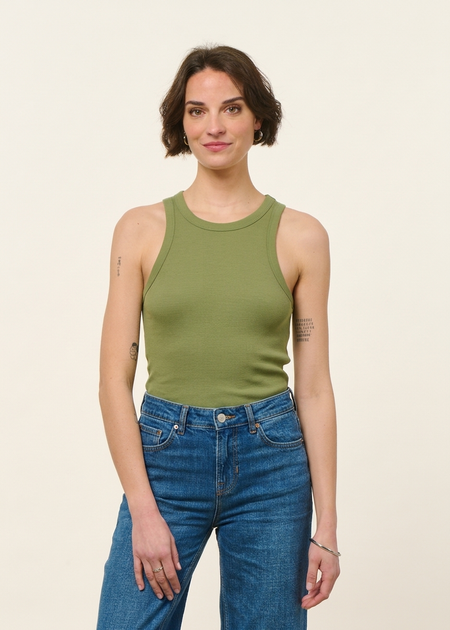 Débardeur côtelé en coton bio | vert kaki