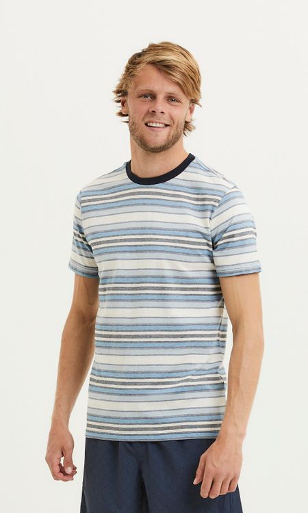 T-shirt à rayures bleues en coton bio - alder