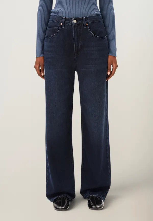 Jean baggy taille basse en coton recyclé | bleu "Haayi low waist baggy jean - fluid ink", Armedangels