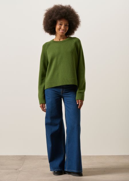Oversize-Raglanpullover aus recycelter Merinowolle | Wildgrün, WeDressFair, Foto 3