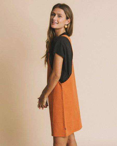Robe salopette terracotta en coton bio - amelie, Thinking Mu, photo 2