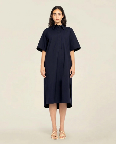 Langes Kleid aus Bio-Baumwolle | Marineblau "medes - navy", Loreak Mendian, Foto 1