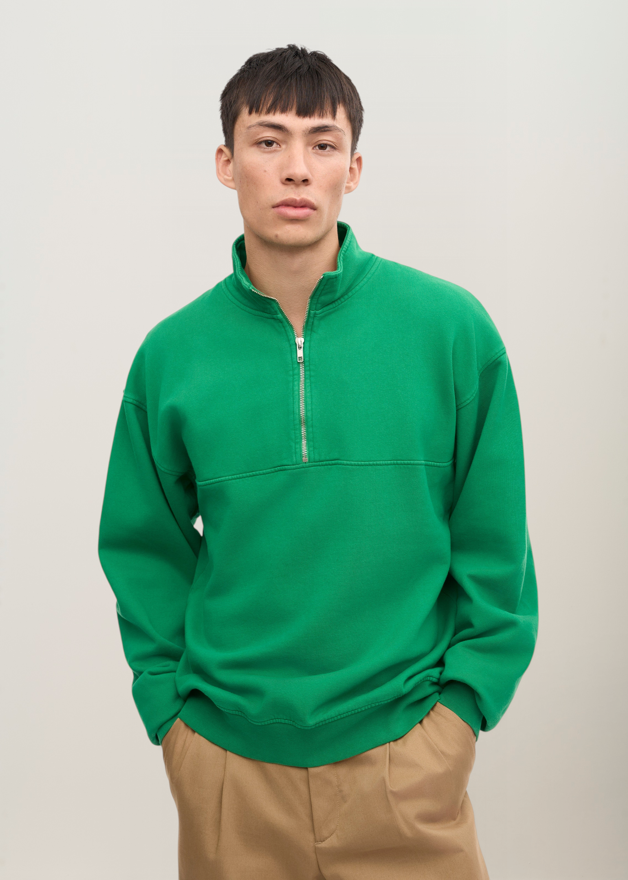 Troyer-Sweatshirt aus Bio-Baumwolle | Grün "organic quarter zip - kelly green", Colorful Standard, Foto 1