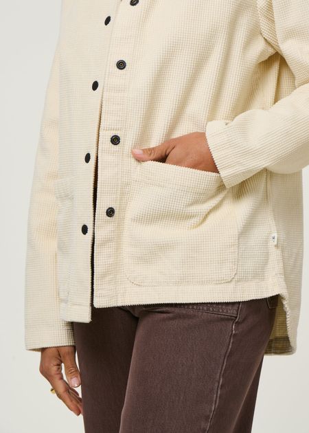 Cordjacke aus Bio-Baumwolle | Ecru "corduroy overshirt - egret", Knowledge Cotton Apparel, Foto 2