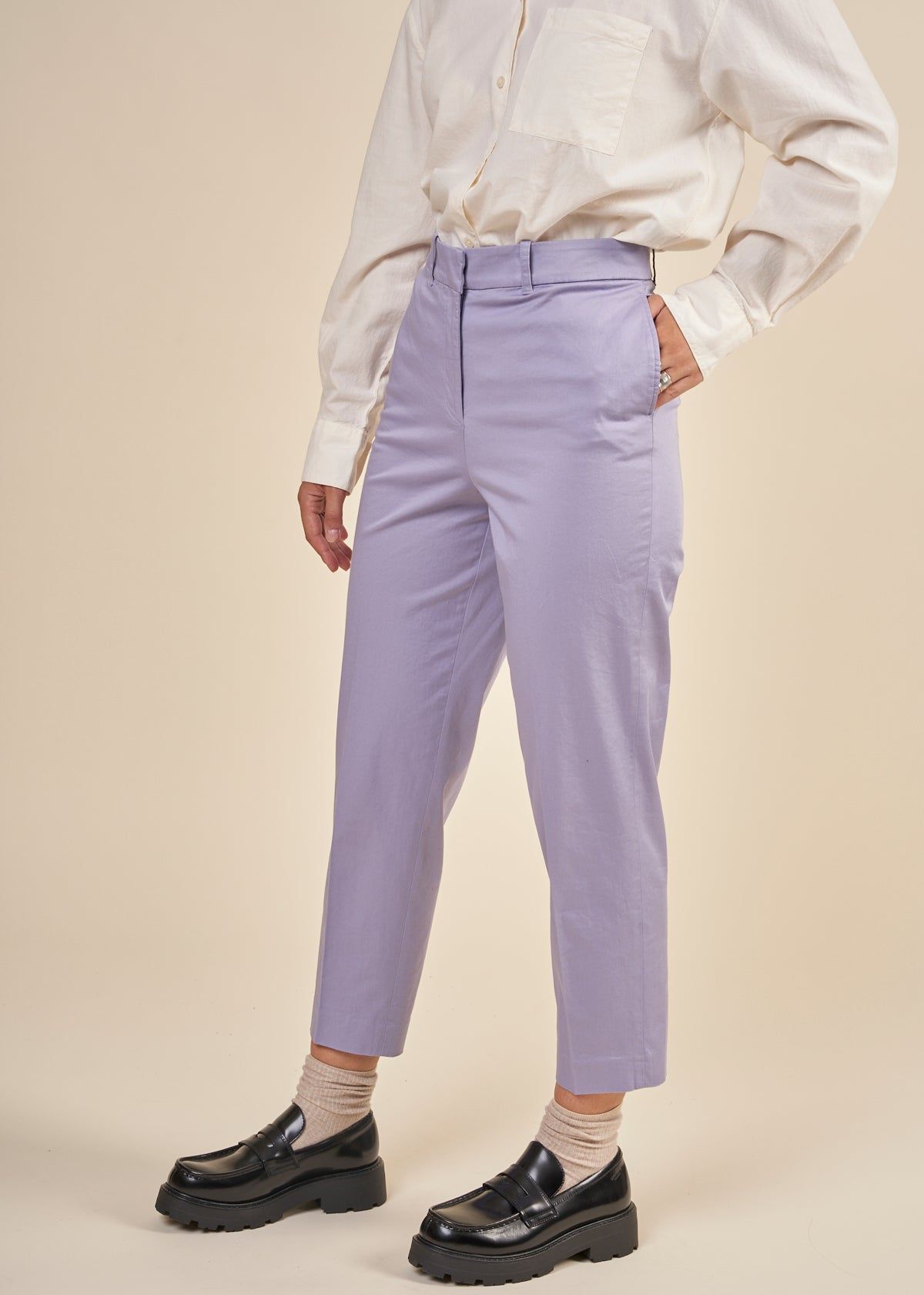 Pantalon à pinces en coton bio | violet "warmaar light purple stone", Armedangels, photo 5