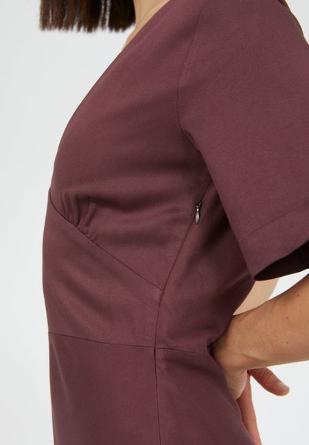 Robe longue col v aubergine en lenzing - rosamaary, Armedangels, photo 3