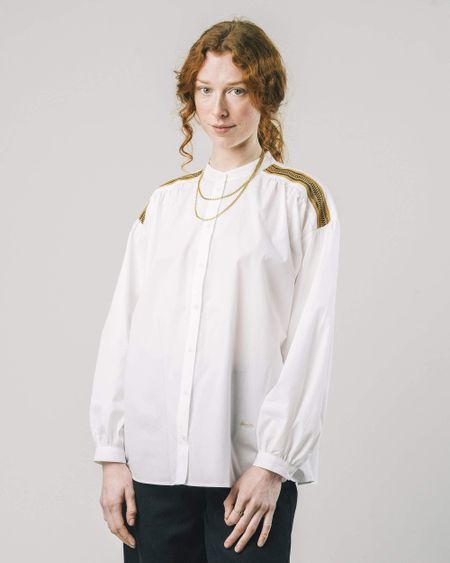 Blouse blanche en coton biologique - ribbon boho offwhite