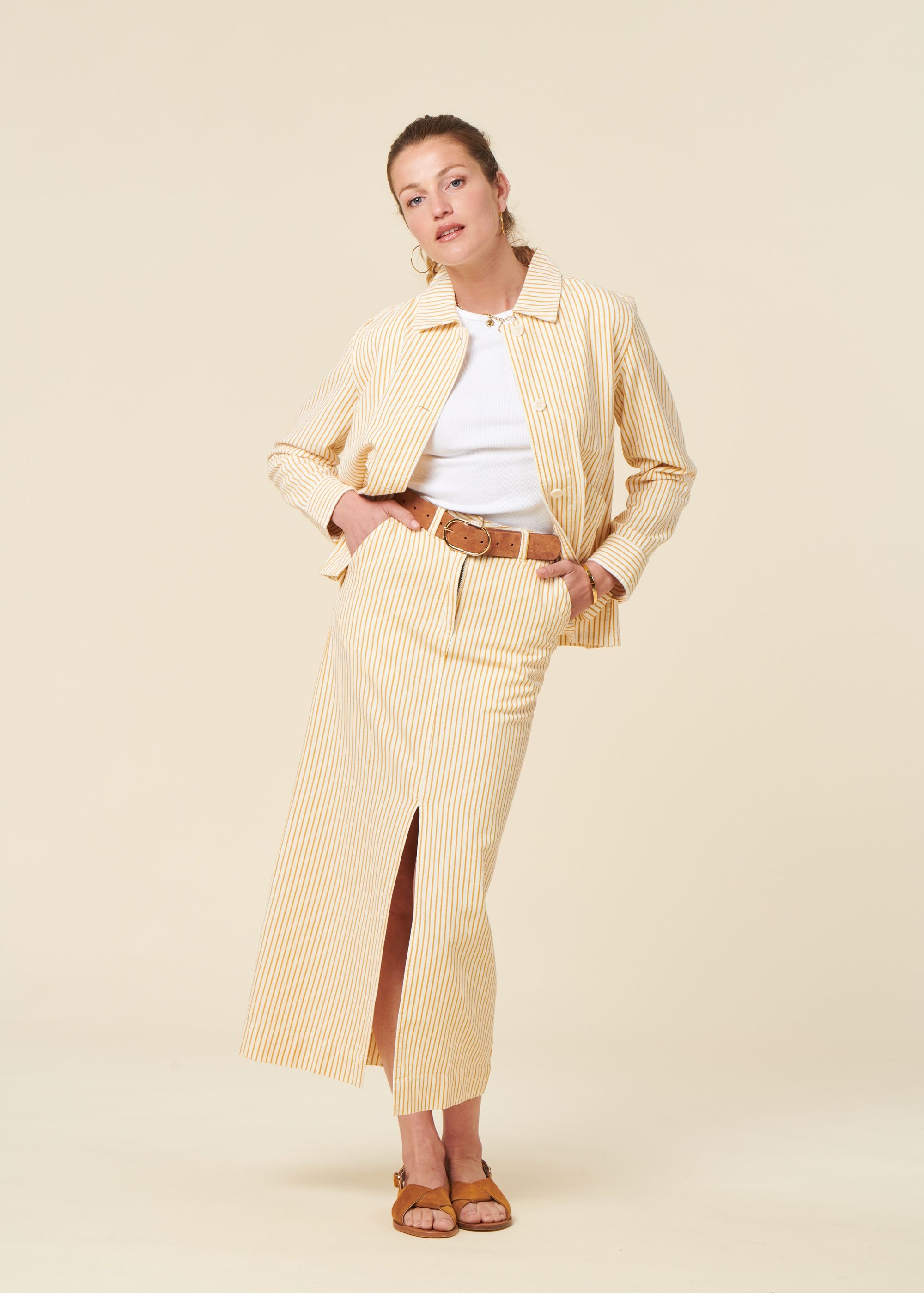 Jacke aus Bio-Baumwolle | Gelb "jacket stiby work stripe yellow - yellow", Dedicated, Foto 4