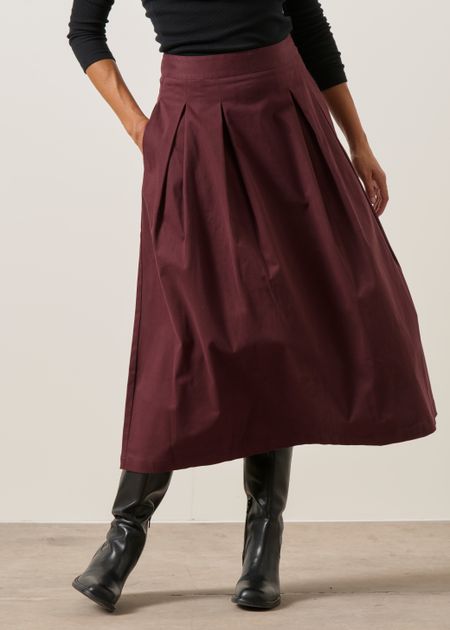 Jupe midi évasée en coton biologique | marron "eloisa - chocolat", SKFK, photo 6