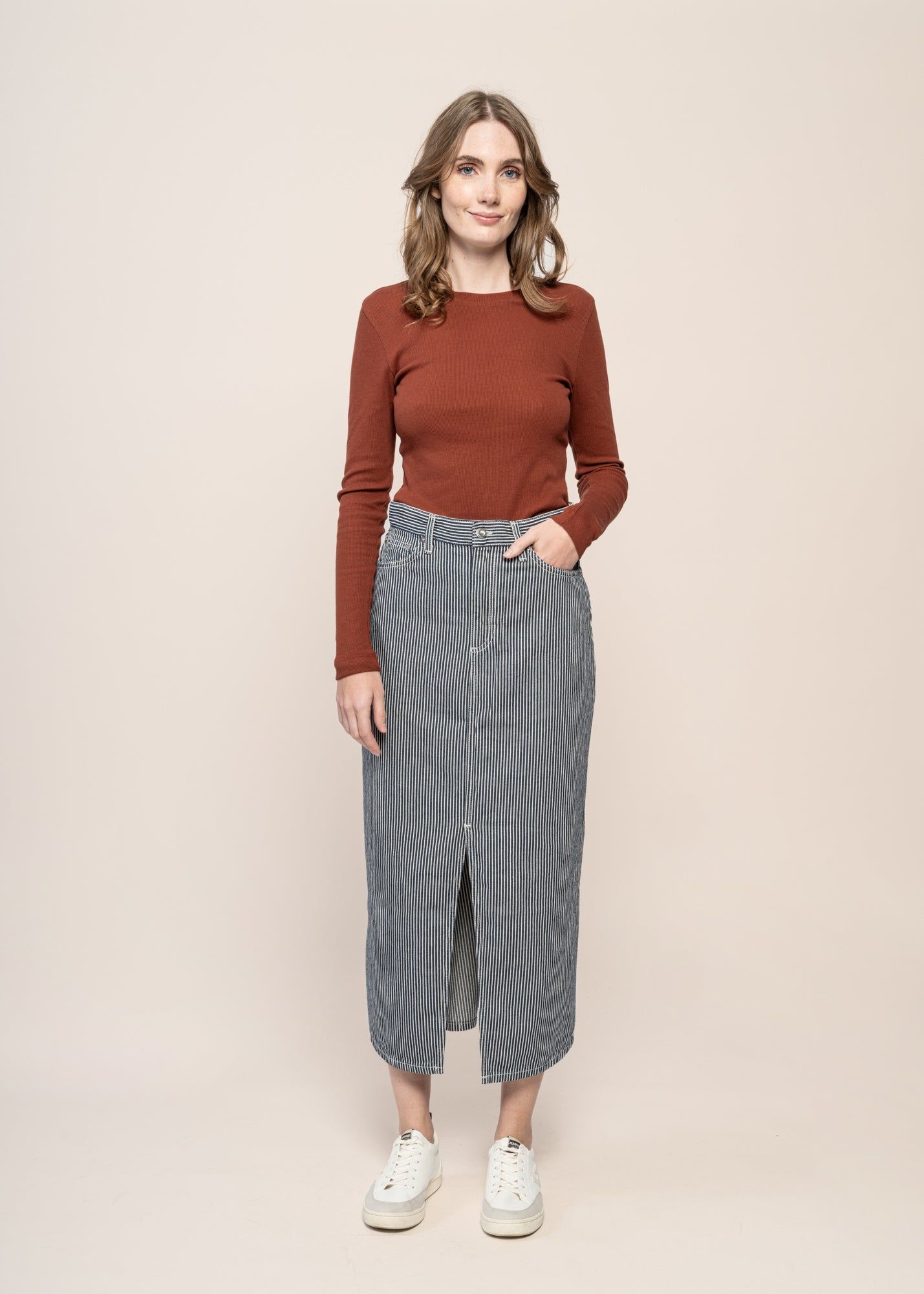 Jeansrock aus Bio-Baumwolle | Gestreift "anna hickory striped skirt blue/offwhite", Nudie Jeans, Foto 7