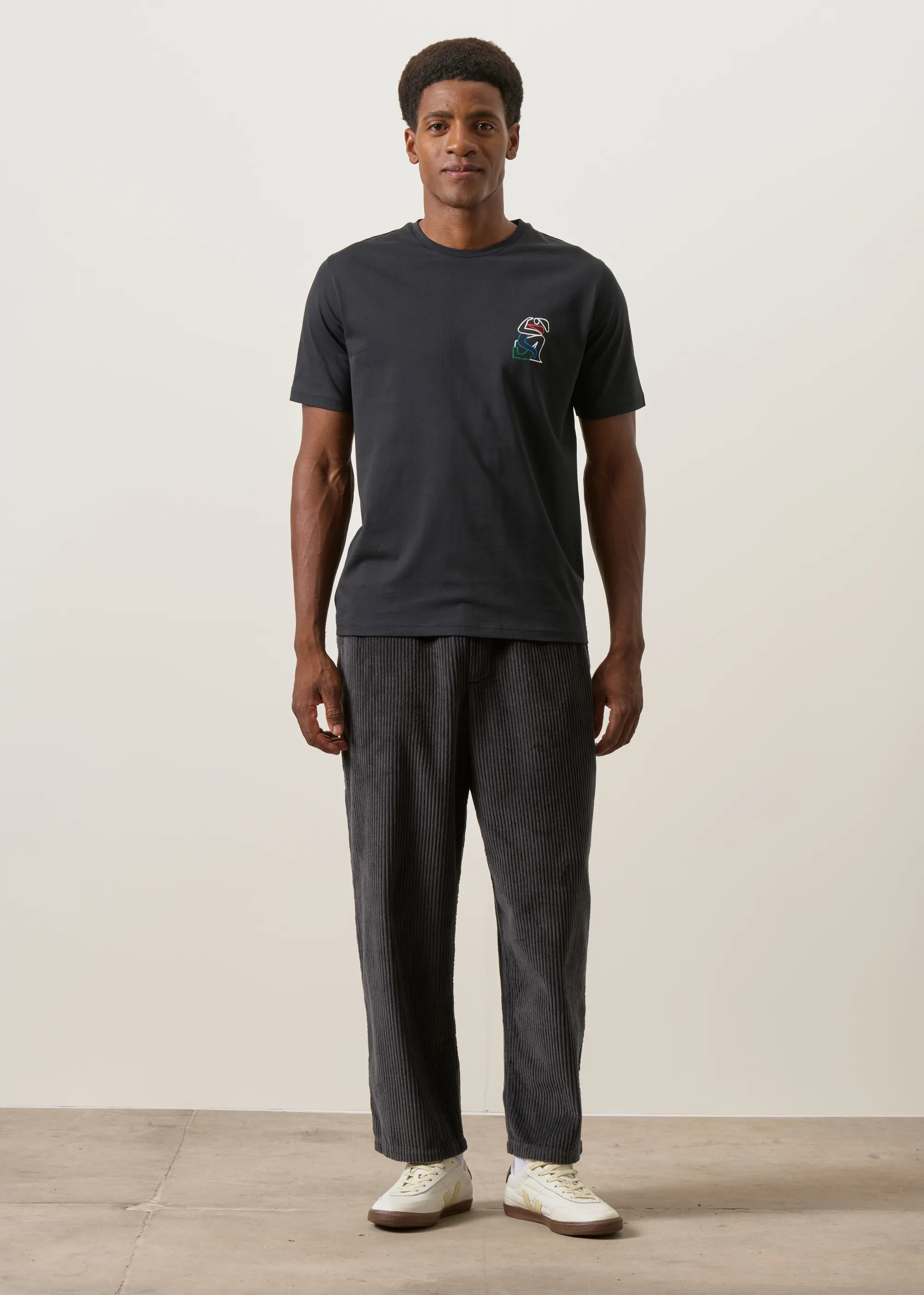 Pantalon ample velours en coton bio | gris "Cord wide pant - washed anthracite", Rotholz, photo 1