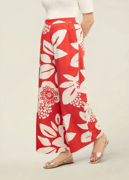 Pantalon fluide en ecovero | rouge "Boho breeze culotte trousers" - Mademoiselle Yéyé