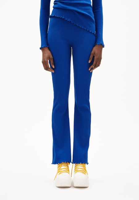 Pantalon flare bleu klein en coton bio - taminaa - dynamo blue