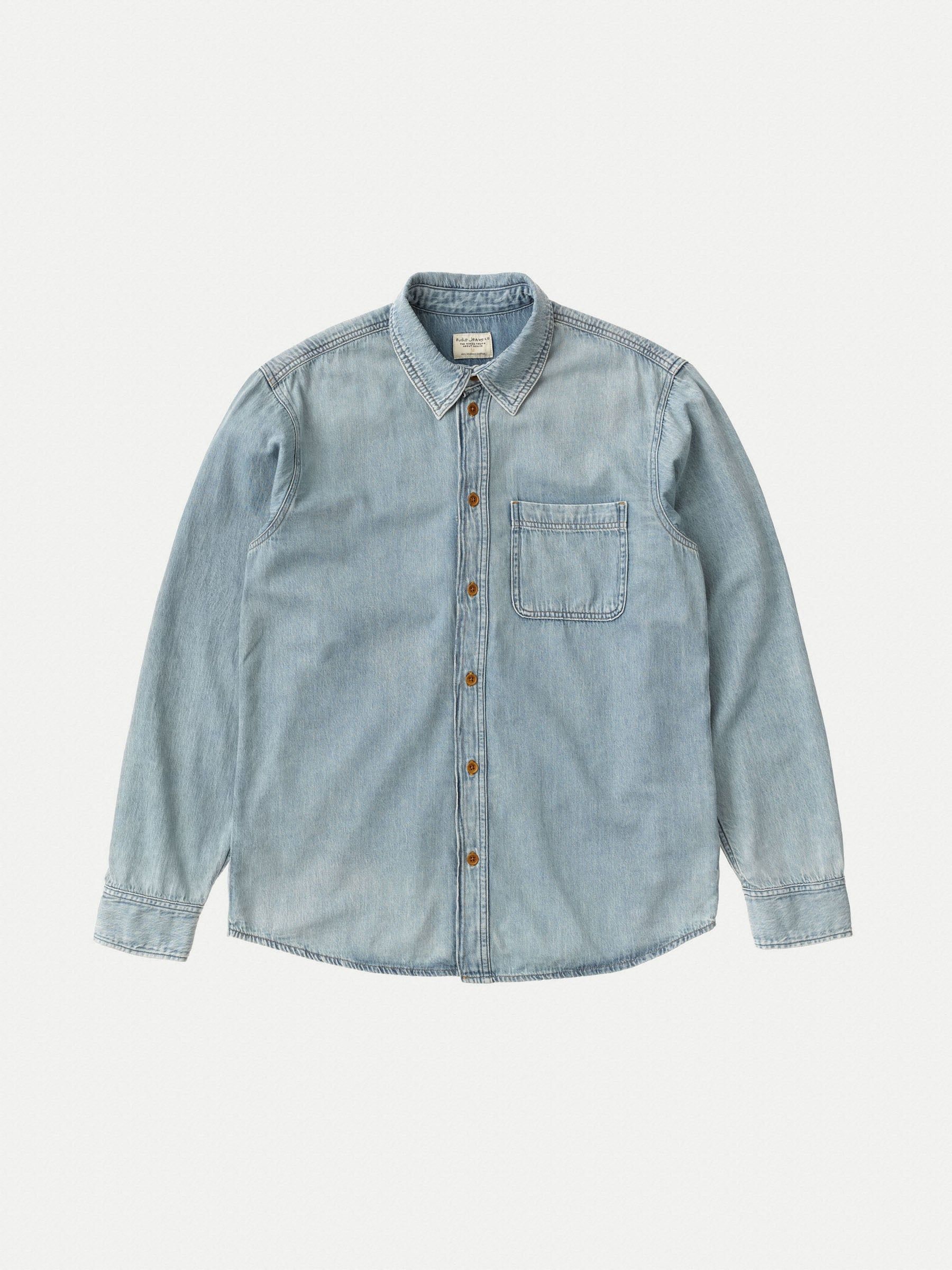 Chemise en denim bleu clair en coton bio - hebbe sundays denim, Nudie Jeans, photo 1