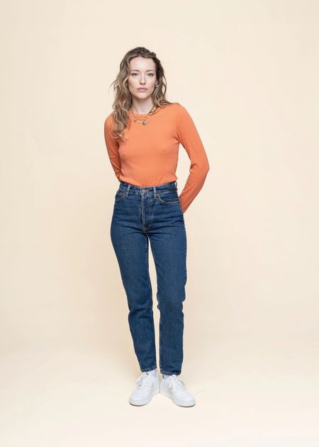 Jean mom en coton bio | bleu "breezy britt morning soul"