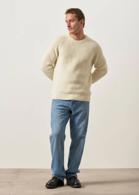 Pull raglan côtes anglaises en laine mérinos | écru, WeDressFair, photo 2