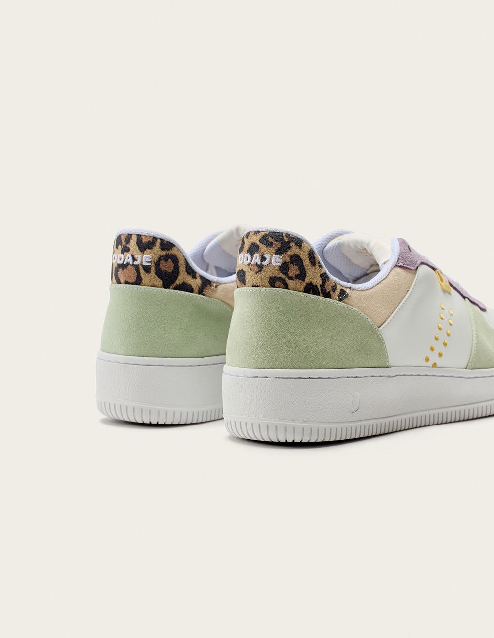 Baskets basse en cuir certifié lwg | multicolore "baskets basses maxence - vert-lilas-beige", Odaje ex M.Moustache, photo 3