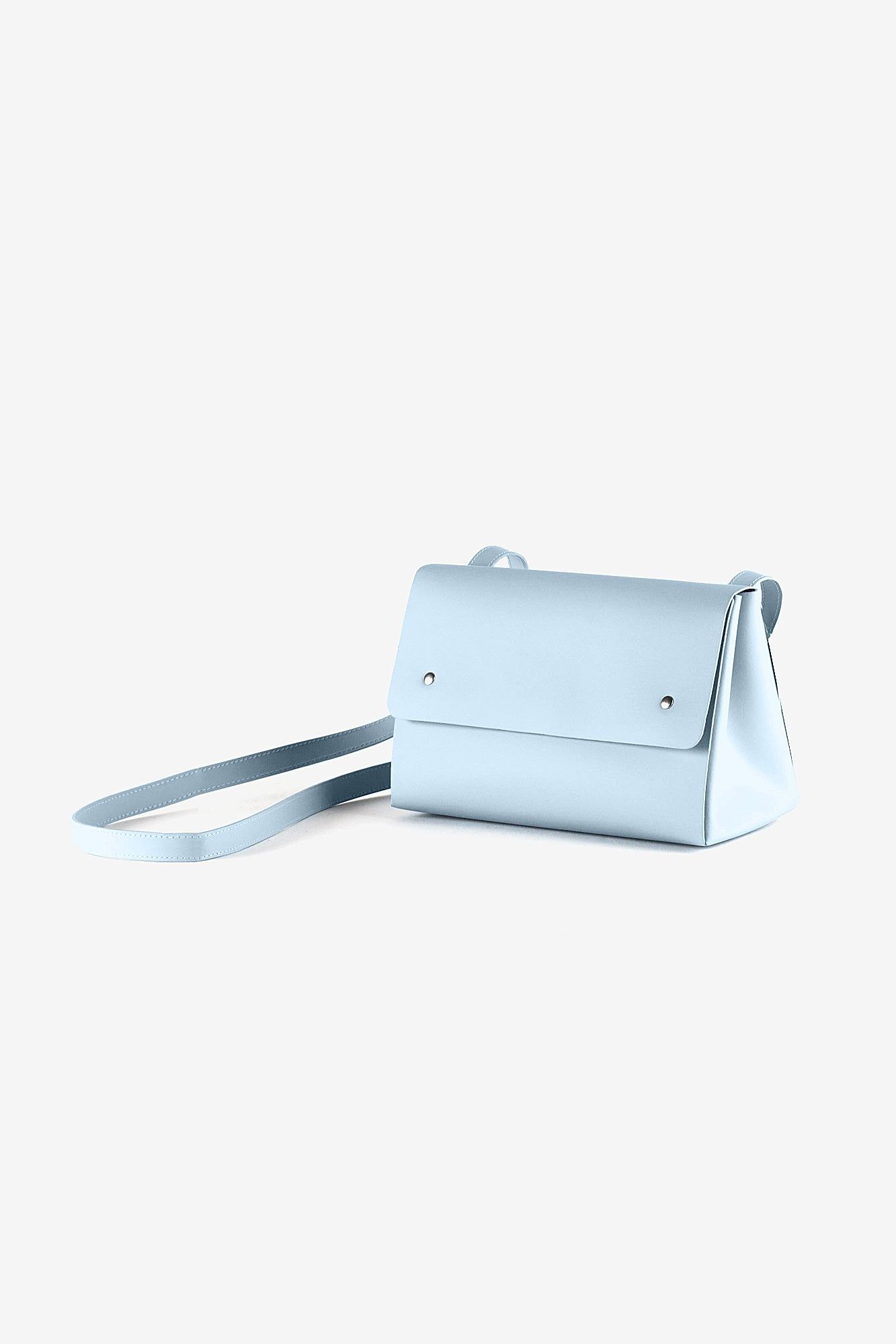 Sac bleu ciel en cuir recyclé - triangle bucket, Walk with me, photo 1