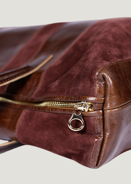 Cabas en cuir et suède certifiés | bordeaux "tall stripe - acajou burgundy", Craie Studio, photo 3