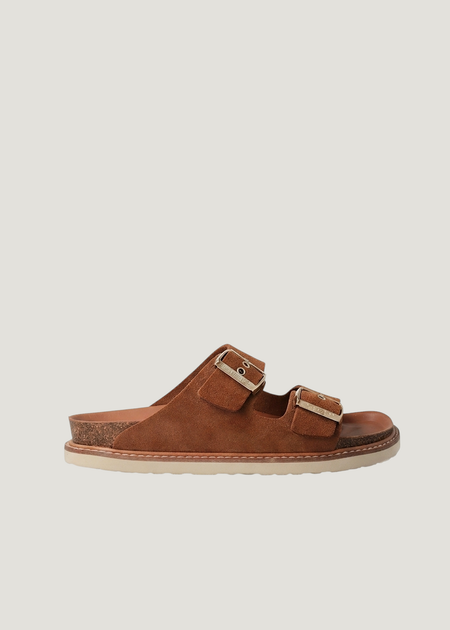 Sandales en cuir suède certifié | marron "hawaii velour mandorla" - Genuins