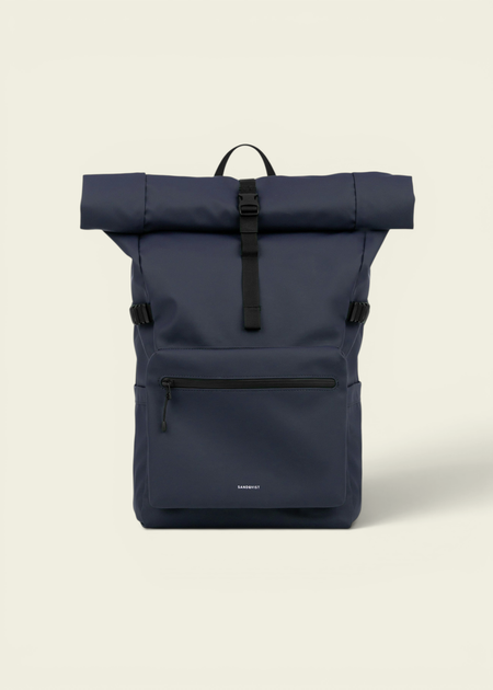 Sac à dos 34l en matière recyclée | bleu foncé "stream rolltop backpack l - navy" - Sandqvist