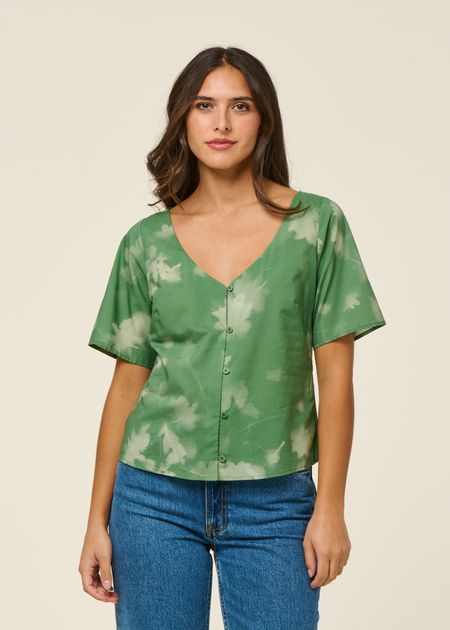Blouse en coton bio et lyocell | vert "tipia leia - green" - Thinking Mu