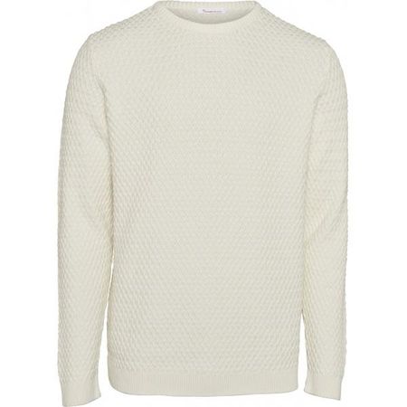 Pull blanc en coton bio - small diamond knit