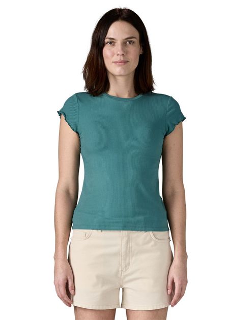 T-shirt en tencel | turquoise "w's rib knit top" - Patagonia