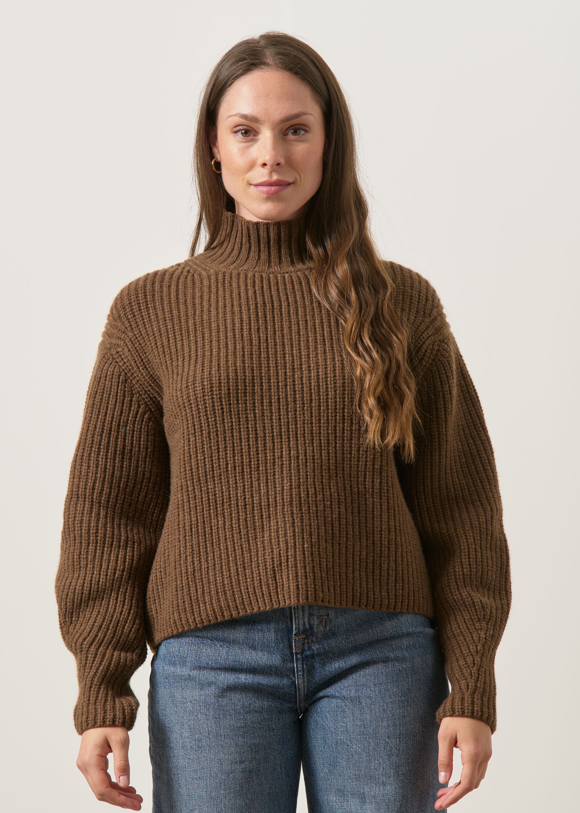 Pullover mit Stehkragen im Patentstrick aus zertifizierter Merinowolle | Schokolade, WeDressFair, Foto 1