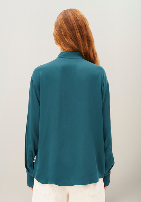 Blouse en viscose ecovero | bleu "larisaana longsleeve blouse - petrol velvet", Armedangels, photo 3
